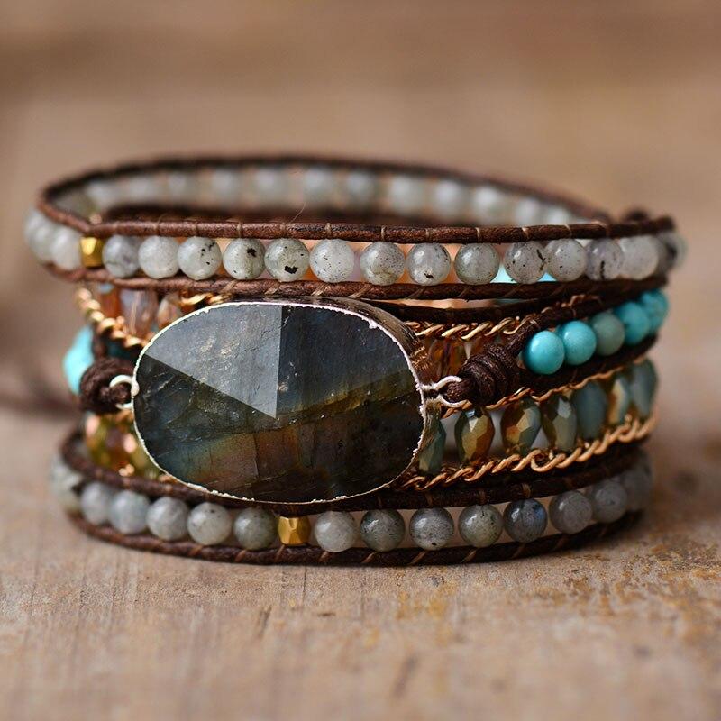 Labradorite Gloss Five-Strand Wrap Bracelet – Lira-Nora Luxe