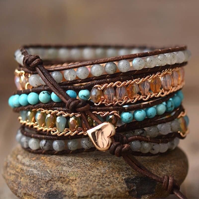 Labradorite Gloss Five-Strand Wrap Bracelet – Lira-Nora Luxe