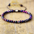 Natural Stone Pearl Adjustable Braided Bracelet - Aisha-Purple Kaiserstone-Nora Luxe
