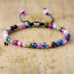 Natural Stone Pearl Adjustable Braided Bracelet - Aisha-Tourmaline-Nora Luxe